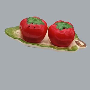 Vintage Ceramic Tomato Salt & Pepper Shakers